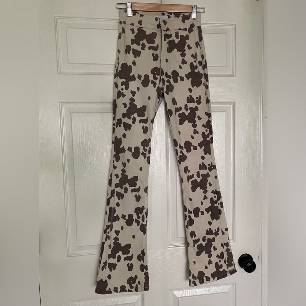 Zara Skinny Flare Cow Print Pants - Picture 5 of 7